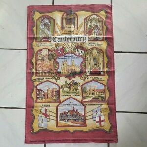 Vintage "Canterbury" England  Souvenir Dish/Tea Towel